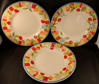 Three (3) Tabletops Gallery Cherry Blossom Dinner Plates 10 7/8 "
