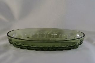 Indiana Avocado Green Depression Glass Serving Oval Relish Dish Thumbprint 10 " L