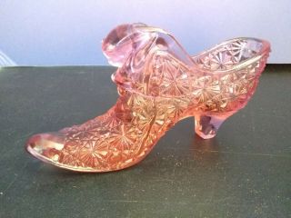Vintage Collectible Fenton Pink Cat’s Head Glass Shoe