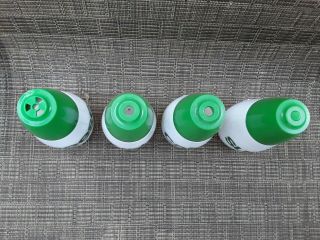 Vintage Gemco White Milk Glass Green Top Dispenser Shaker Set of 4 Retro 2