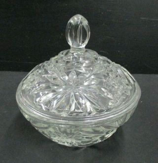 Vintage Clear Cut Glass Candy Dish With Lid -