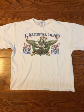 Grateful Dead Live At The Cow Palace Years Eve 1976 White T - Shirt Mens Large