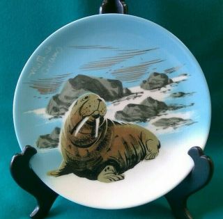 Vintage Mcm Matthew Adams " Walrus " Plate Signed 162 Alaska Calif Pottery Sascha
