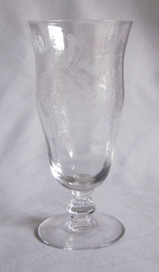 Iced Tea Glass Goblet Vintage Tiffin Crystal Persian Pheasant Pattern Stem 17358