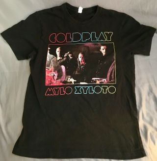 Coldplay Mylo Xyloto Live Tour T - Shirt 2012 Size Medium Black Graphic T - Shirt
