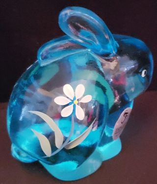 Fenton Art Glass Hp Blue Toopaz Bunny
