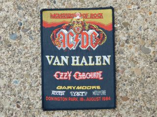 Vintage 1984 Monsters Of Rock Patch Ac/dc Ozzy Van Halen Motley Crue Donington