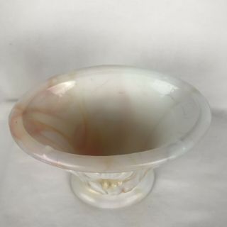 Akro Agate Glass Co.  658 Lily Vase Orange & White Marble Swirl Slag Glass 5