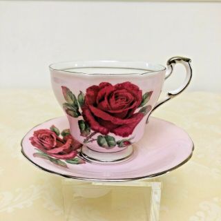 Paragon Big Cabbage Rose Pink Teacup And Saucer