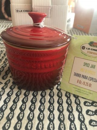 Le Creuset Small Spice Jar With Lid Cerise Red Stoneware