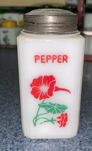 Tipp City Morning Glory Tall Milk Glass Pepper Shaker