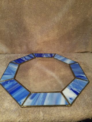 Handmade Artsian Crafted Octagon Stained Glass Mirror 10 3/4 "