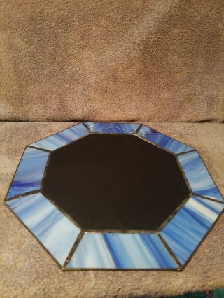 HANDMADE ARTSIAN CRAFTED OCTAGON STAINED GLASS MIRROR 10 3/4 