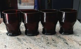 Set Of 4 Vintage Anchor Hocking Royal Ruby Red Glass 8 Oz.  Tumblers