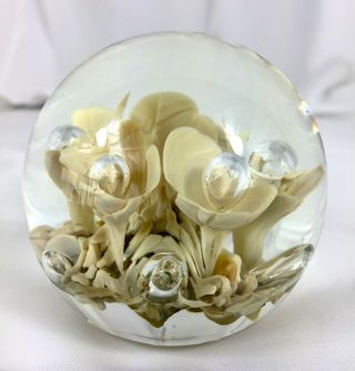 Stamped Maude and Bob St.  Clair 1979 Flower Paperweight Flower Glass Round 2