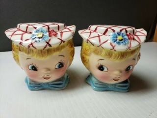 Vintage Lefton China Miss Dainty Girl Salt And Pepper Shakers