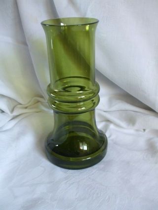 Vintage Riihimaki RiihimÄen Green Art Glass Vase