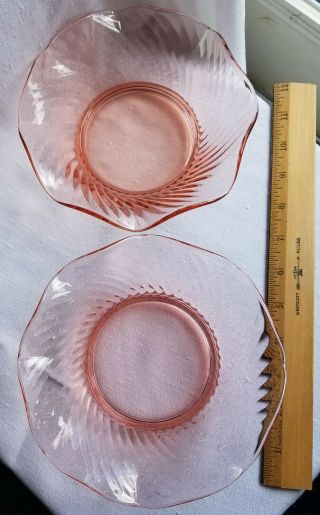 2 Bowls,  Pink Depression Glass,  C.  1927 - Imperial Glass,  Twisted Optic