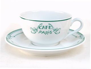 Cafe Paris Green Jumbo Cup & Saucer Les Residences Bernardaud Limoges France