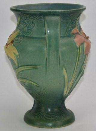 Vintage Roseville Pottery Zephyr Lily Green Ceramic Vase 202 - 8 4