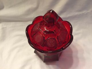 Red Coin Glass by Fostoria Glass Co.  Candy Jar with Lid 2