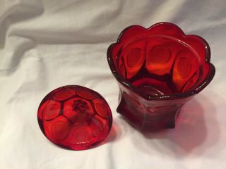 Red Coin Glass by Fostoria Glass Co.  Candy Jar with Lid 3