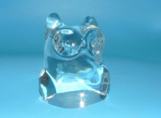 Orrefors Sweden Signed Studio Art Glass Abstract Owl Paperweight Figurine