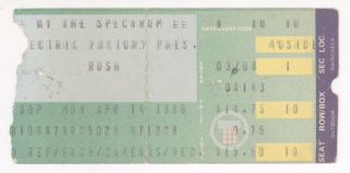 Rare Rush 12/13/87 Philadelphia Pa The Spectrum Concert Ticket Stub
