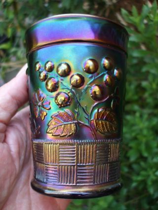 Carnival Glass.  Spectacular Northwood Purple Raspberry Tumbler.  Vgc.