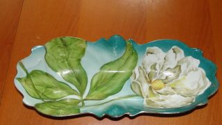 Antique Porcelain China Celery Dish Wheelock Vienna Austria White Flower