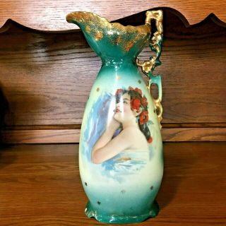 Antique Victoria Carlsbad Austria Vase Woman Design