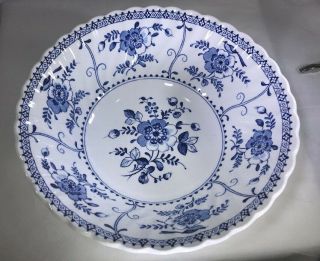 Johnson Brothers Indies Blue 8 " Round Vegetable Serving Bowl Floral Decoration