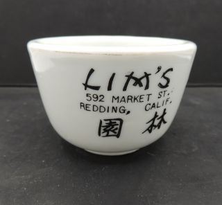 Vintage Chinese Restaurant Tea Cup Advertising Lim ' s Redding California 2