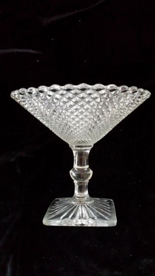 Small Compote Miss America Hocking Clear Glass Open Jam Jelly Sherbet Diamonds