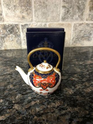 Vintage Royal Crown Derby Miniature Kettle Teapot Old Japan Pattern Mib