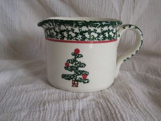 Furio Italy Christmas Pine Tree Green Sponge Rim Stoneware Creamer Cream Pitcher