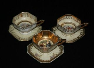 3 Rs Prussia Demitasse Cups And Saucers