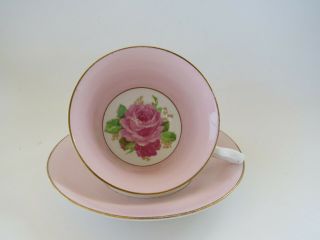 Vintage Pink Rosina Tea Cup & Saucer With Large Cabbage Rose