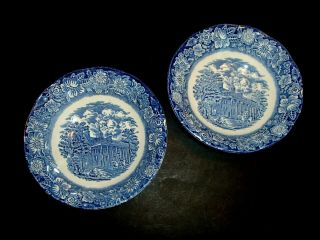 Liberty Blue Cereal/soup Bowls Mount Vernon Staffordshire Ironstone Set Of 2 Vtg
