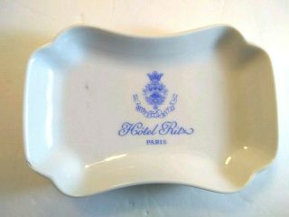 Pillivuyt Porcelaine Hotel Ritz Paris Small Soap Dish Trinket White Blue 4 3/4 "