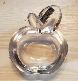 Vintage Vannes Le Chatel France French Crystal Art Glass Apple Bowl