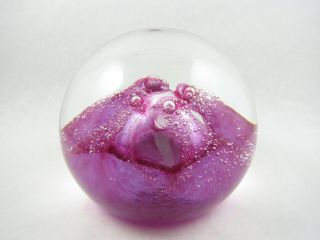 Large Scottish Caithness Glass Pink Fireball Paperweight,  80s,  6.  5 Cm (h)