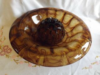 Stunning Art Deco Davidson Cloud Glass Amber Flower Bowl & Frog Patent 382699/1