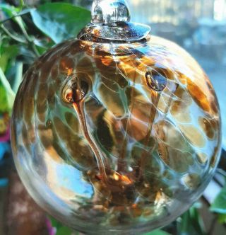 Hanging Glass Ball 4 " Diameter Caramel Tree Witch Ball (1) 19hb2