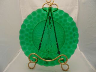 Anchor Hocking Bubble Green Dinner Plates 9 3/8 In.  3 Rows Bubbles