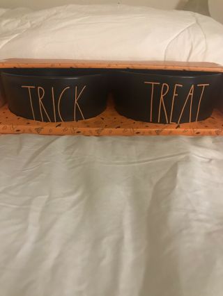 Rae Dunn Trick Treat Orange And Black Pet / Dog Bowls