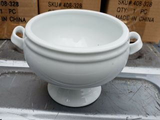 5 Count Crate & Barrel White Porcelain Footed Soup Bowls 13 Oz 408 - 328