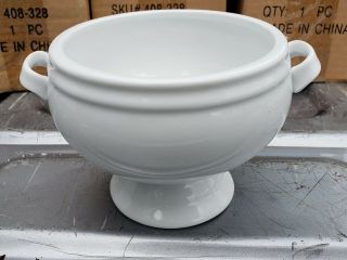 5 Count Crate & Barrel White Porcelain Footed Soup Bowls 13 oz 408 - 328 7