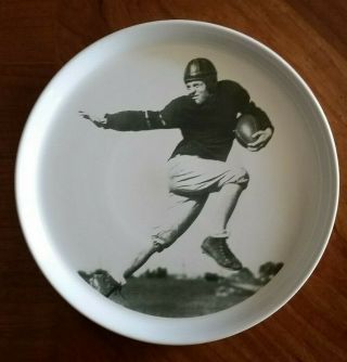 Pottery Barn Football 9 1/8 inch Round Plates Set of 4 Black and White 2