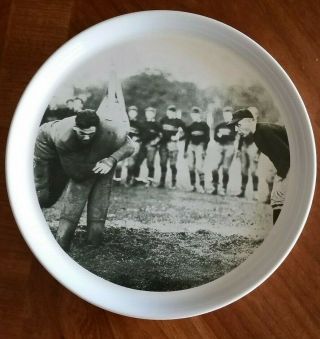 Pottery Barn Football 9 1/8 inch Round Plates Set of 4 Black and White 5